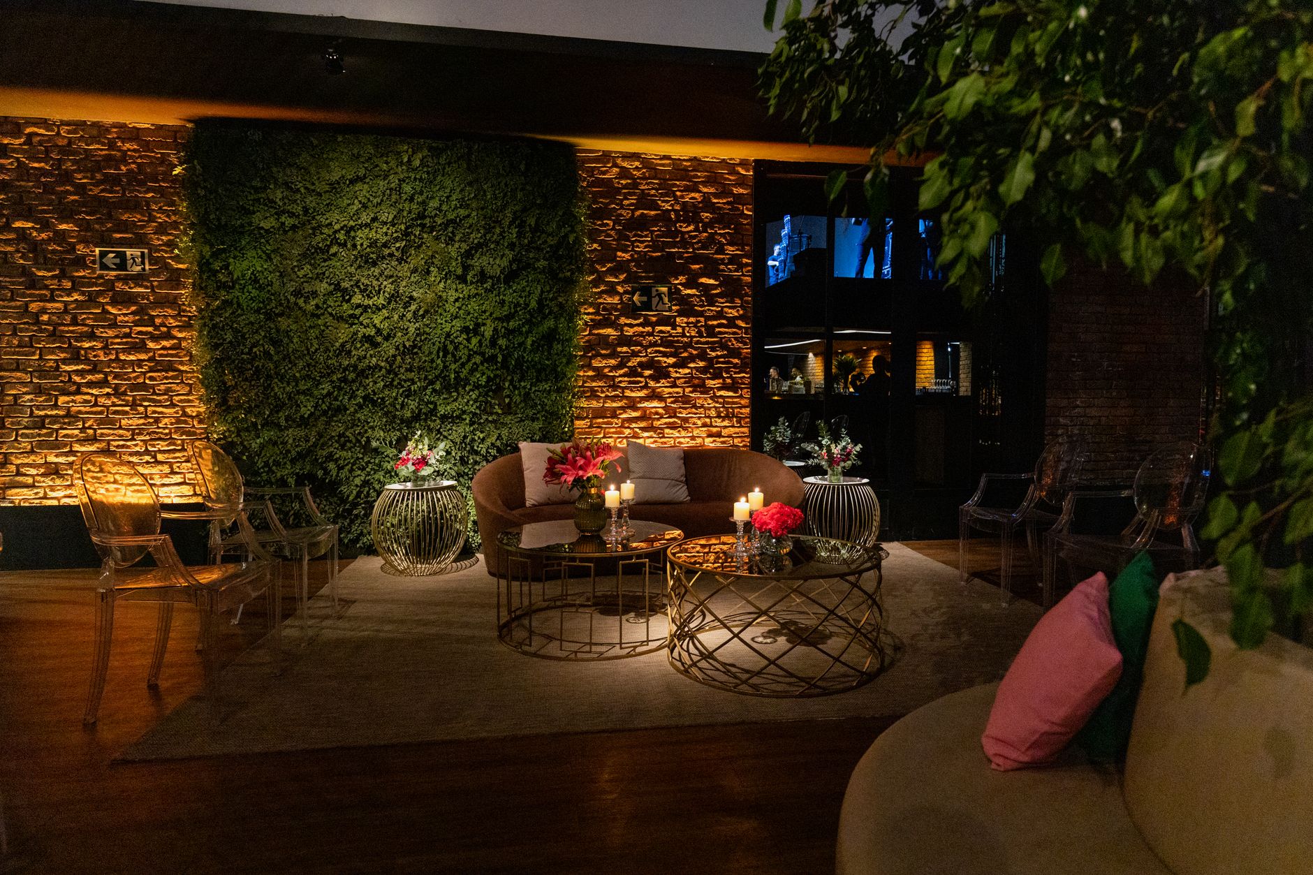 Cozy indoor lounge featuring elegant sofas, ambient lighting, and vibrant decor accents. — Elegant and Durable Quartz Counter